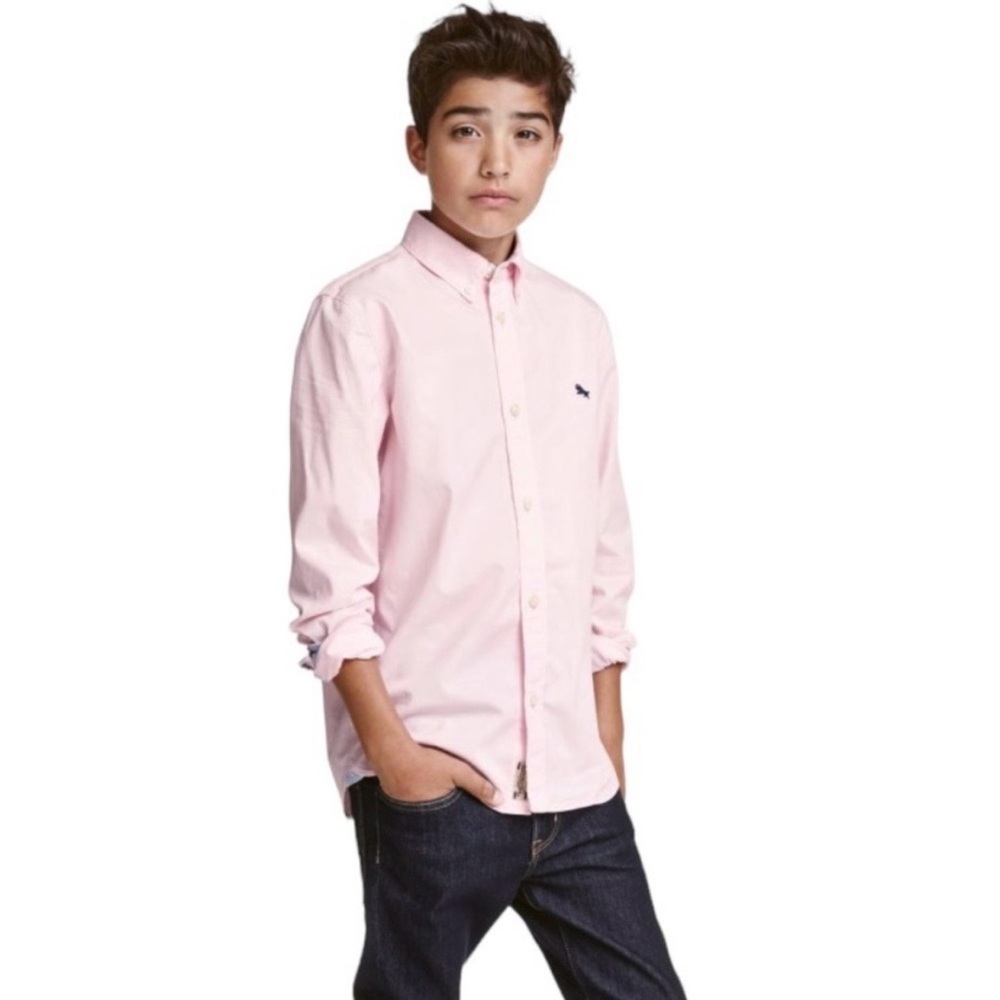 H&M Light Pink Long Sleeve Button Down Dress Shirt Size 4-5 yrs